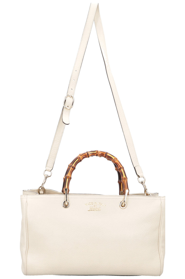 GUCCI 2 Way Bamboo Tote Ivory