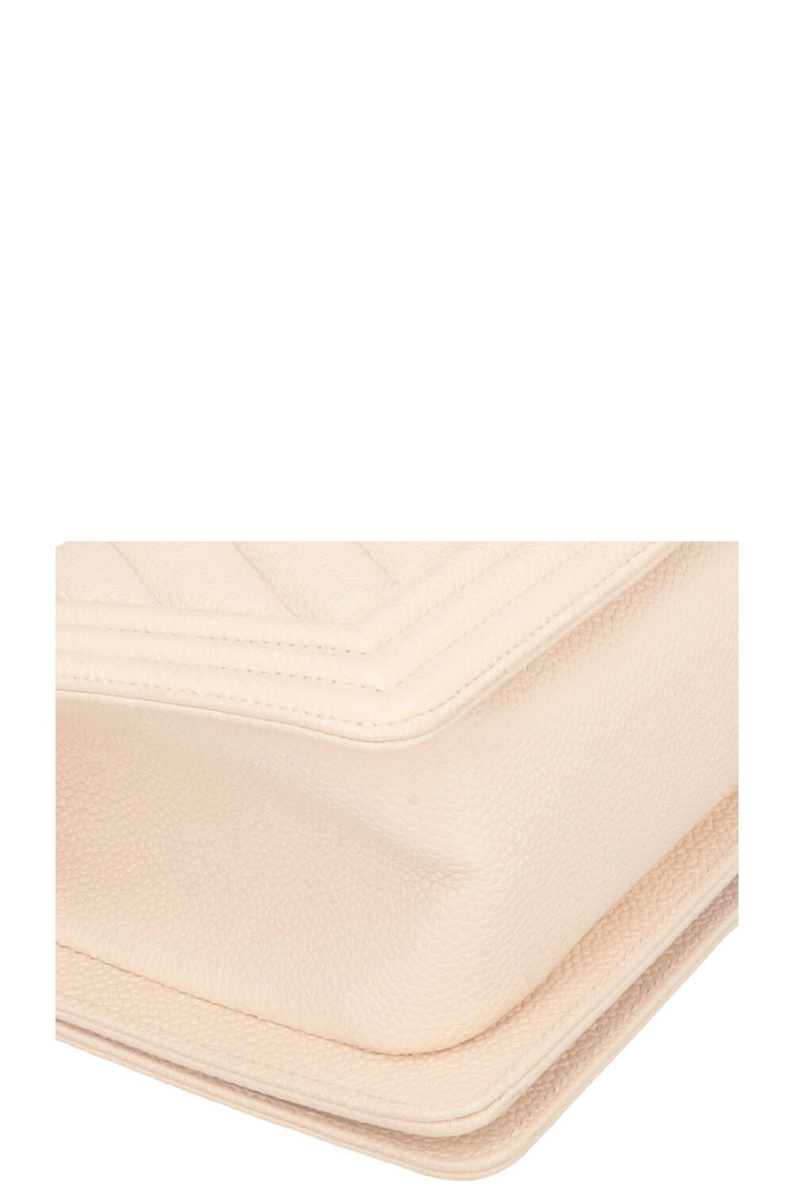 CHANEL Medium Boy Bag Chevron Quilted Stitch Ivory