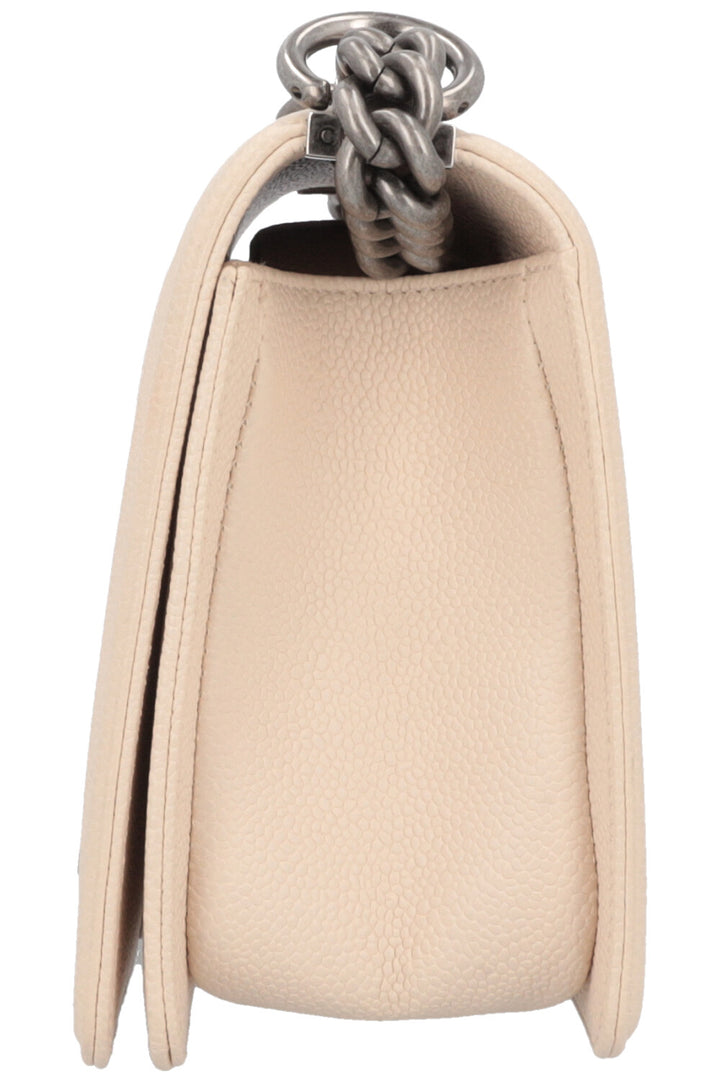 CHANEL Medium Boy Bag Chevron Quilted Stitch Ivory