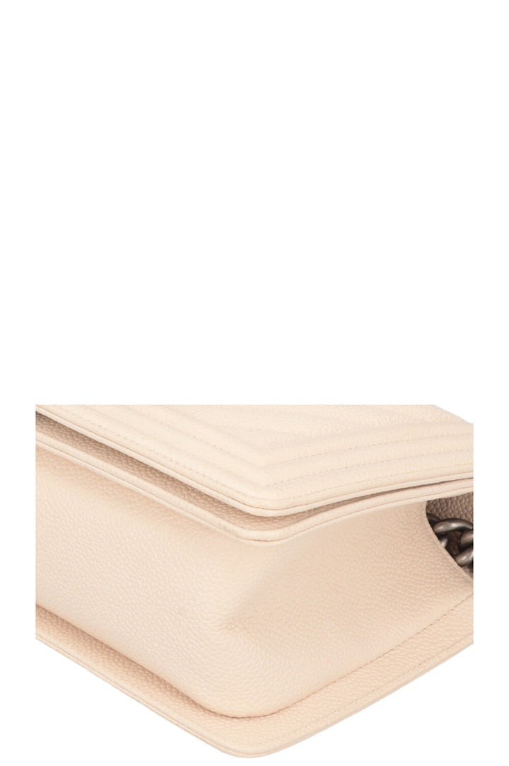 CHANEL Medium Boy Bag Chevron Quilted Stitch Ivory