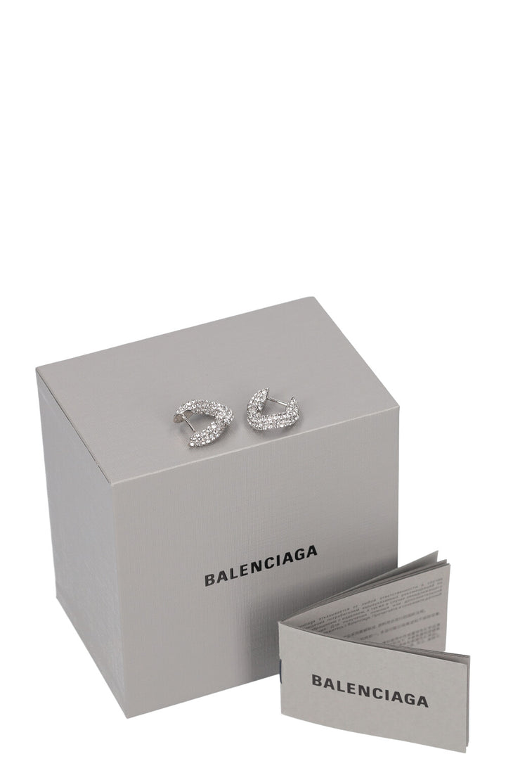 BALENCIAGA Crystal Embellished Loop Earrings