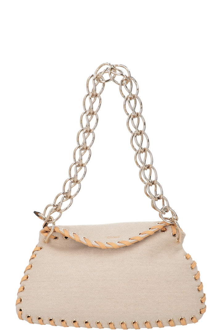 CHLOÉ Juana Shoulder Bag Canvas Grey Beige