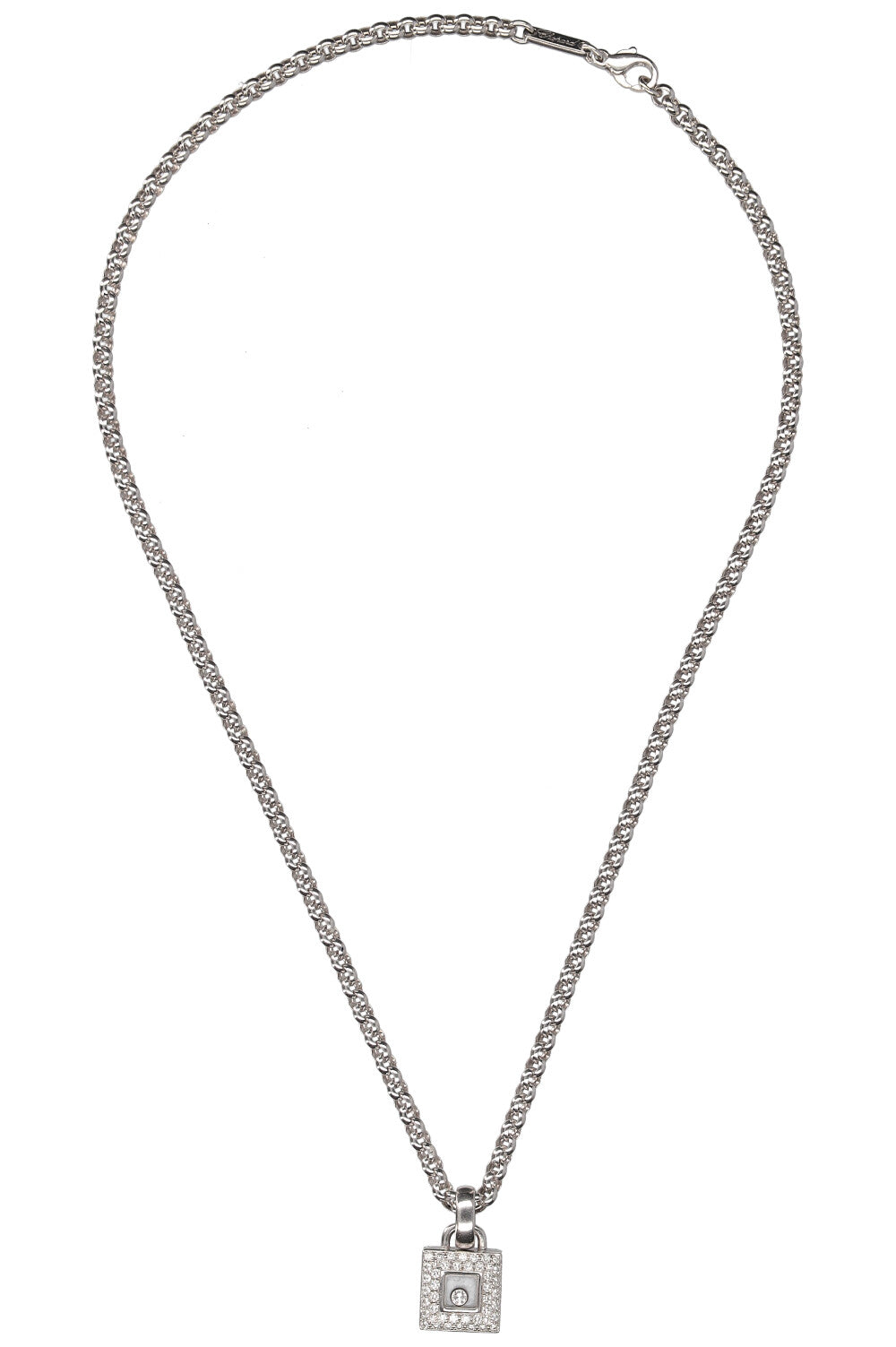 CHOPARD Happy Diamond Square Necklace 18k Whitegold