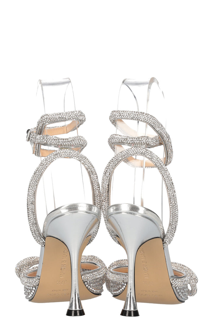 MACH&MACH Double Bow Crystal Heels Silver