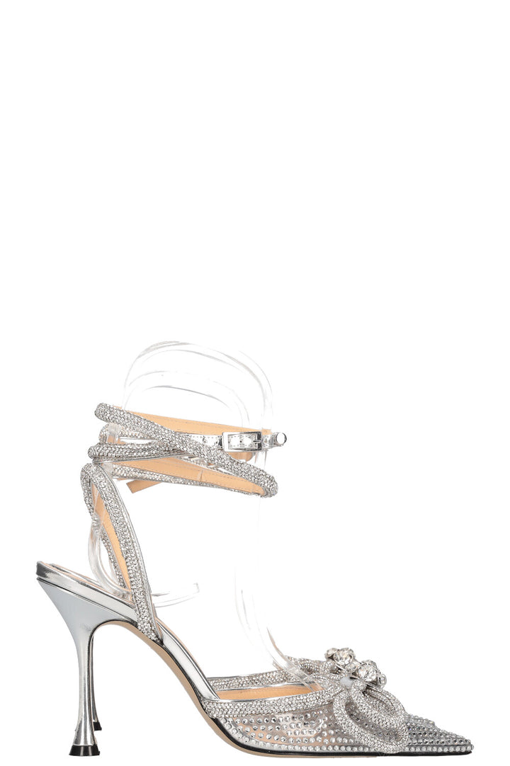 MACH&MACH Double Bow Crystal Heels Silver
