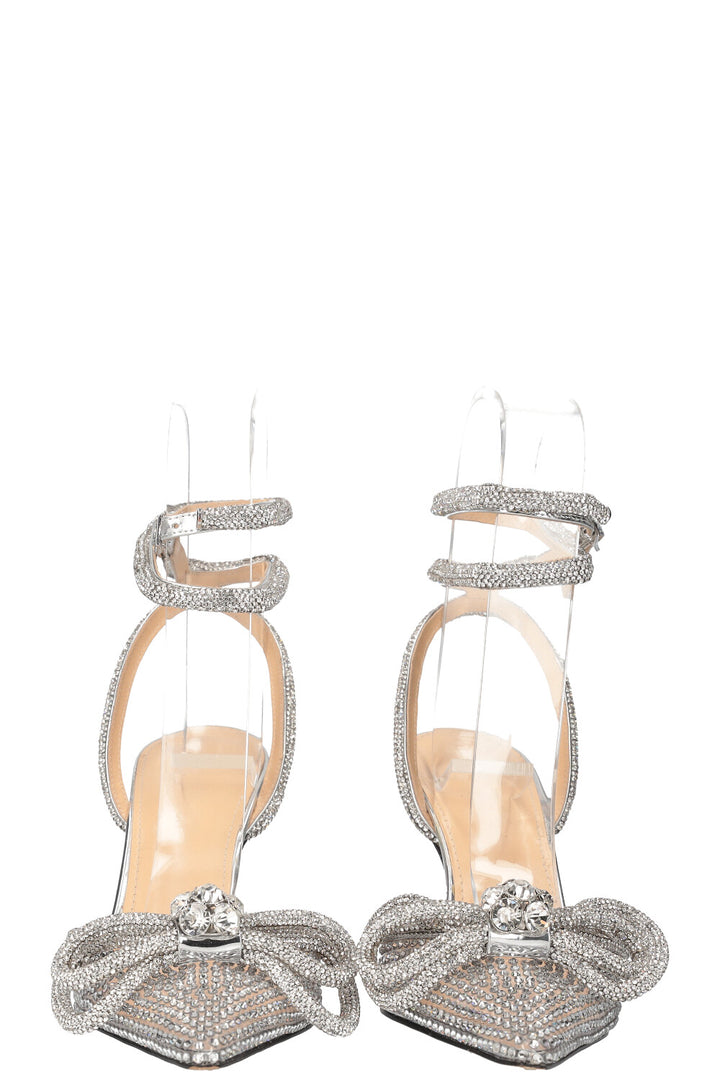 MACH&MACH Double Bow Crystal Heels Silver