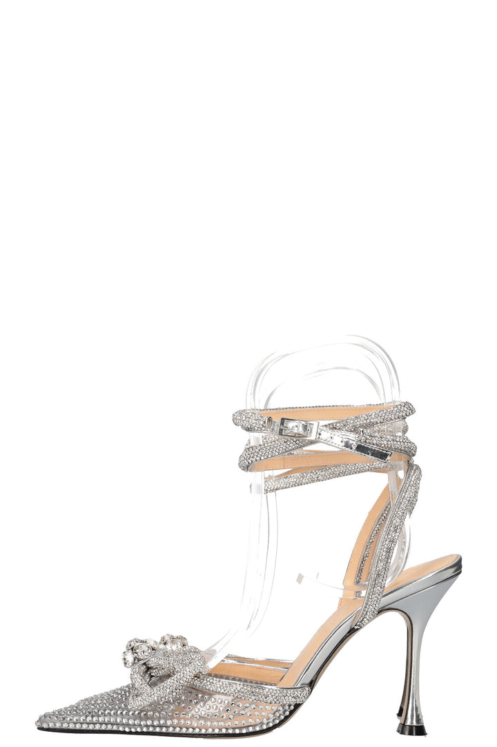 MACH&MACH Double Bow Crystal Heels Silver