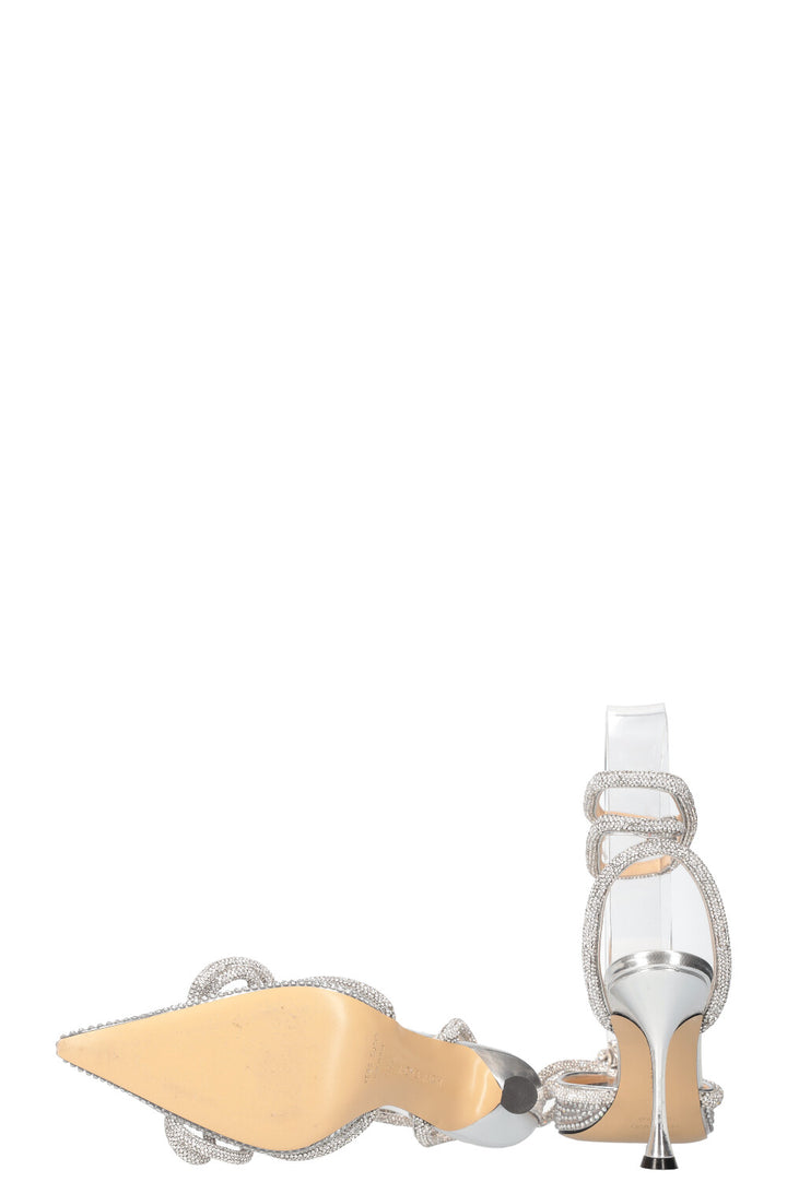 MACH&MACH Double Bow Crystal Heels Silver