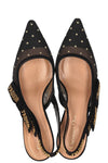CHRISTIAN DIOR J'Adior Slingback Heels Gold Dots Black
