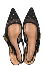 CHRISTIAN DIOR J'Adior Slingback Heels Gold Dots Black