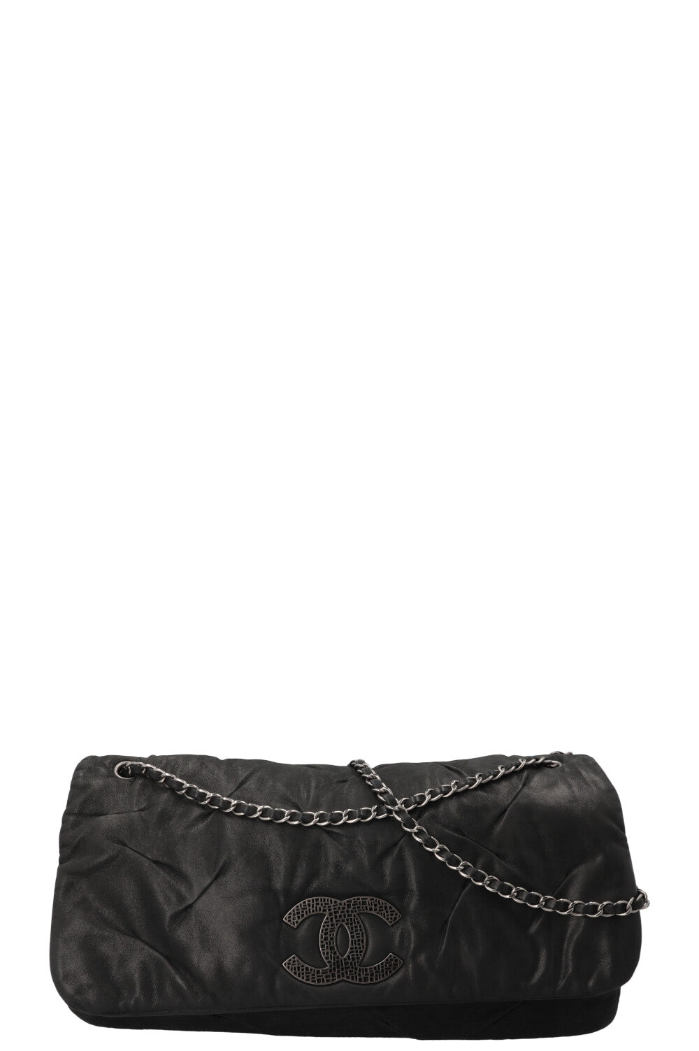 CHANEL Single Flap Iridescent Glint Bag Charcoal