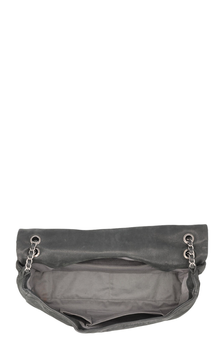 CHANEL Single Flap Iridescent Glint Bag Charcoal