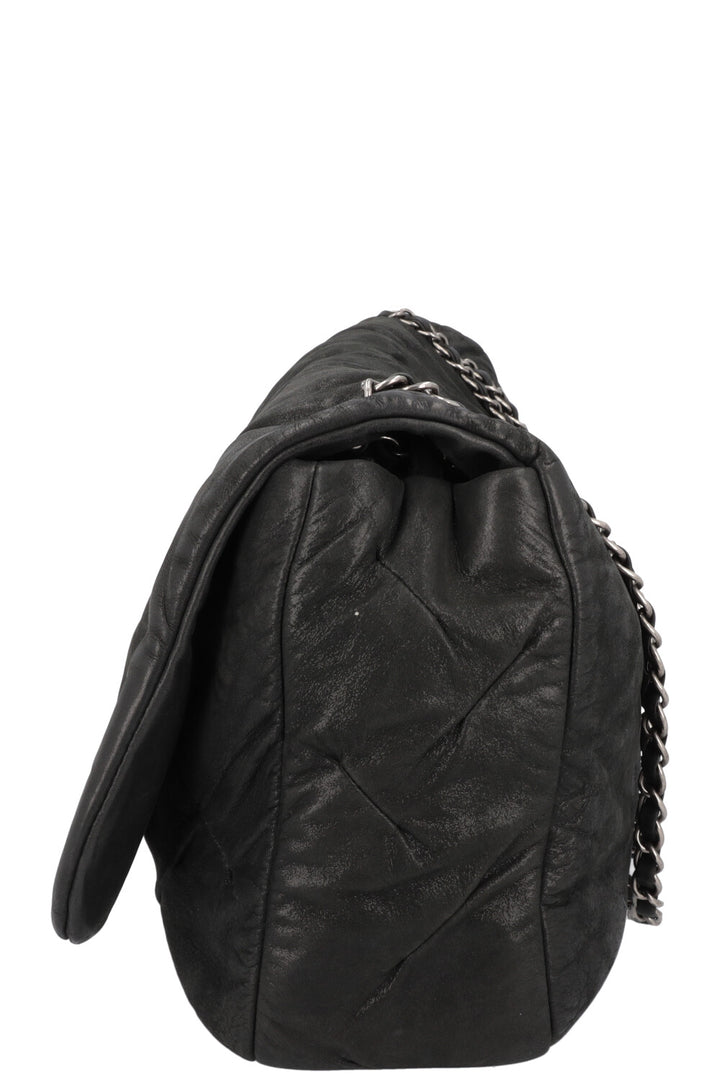 CHANEL Single Flap Iridescent Glint Bag Charcoal