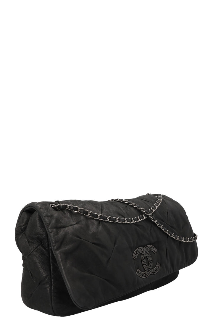 CHANEL Single Flap Iridescent Glint Bag Charcoal