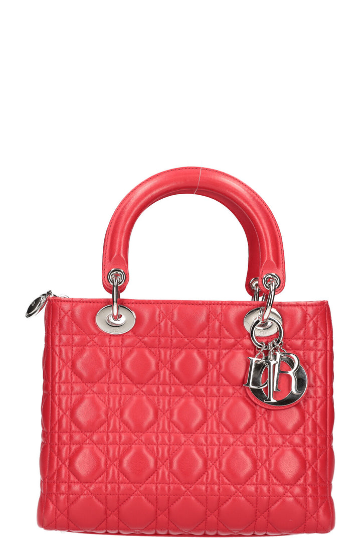 CHRISTIAN DIOR Lady Dior Medium Red