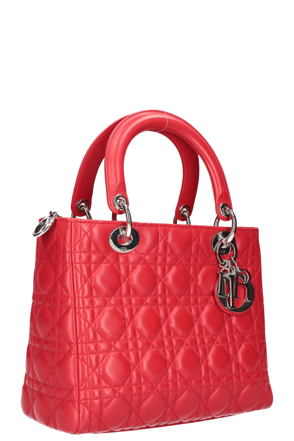 CHRISTIAN DIOR Lady Dior Medium Red