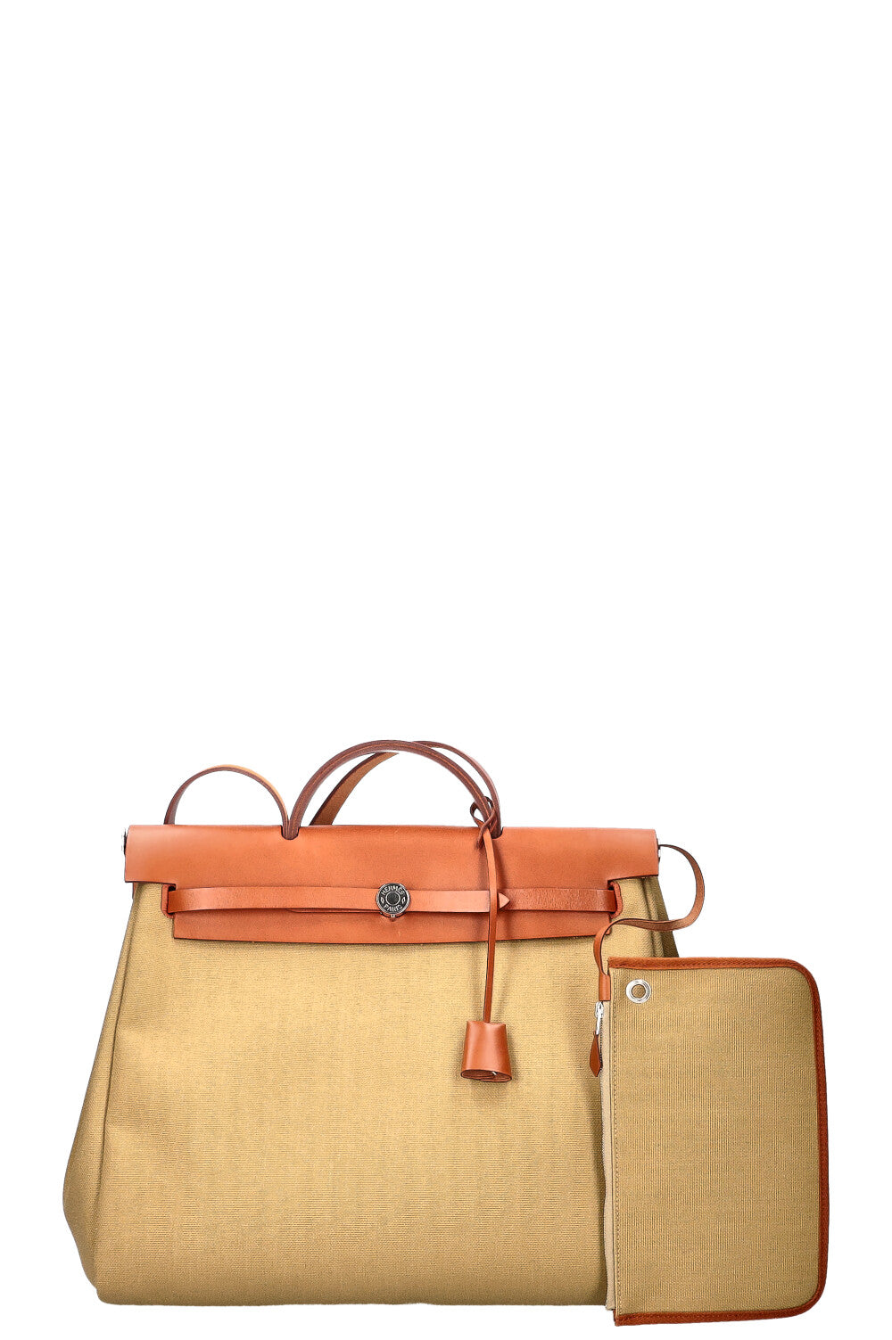 HERMÈS Herbag Zip 39 Toile Officier Green-Beige