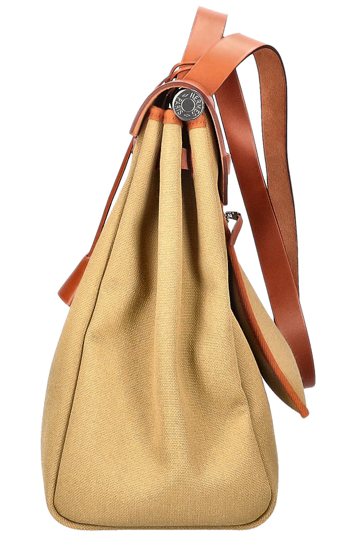 HERMÈS Herbag Zip 39 Toile Officier Green-Beige