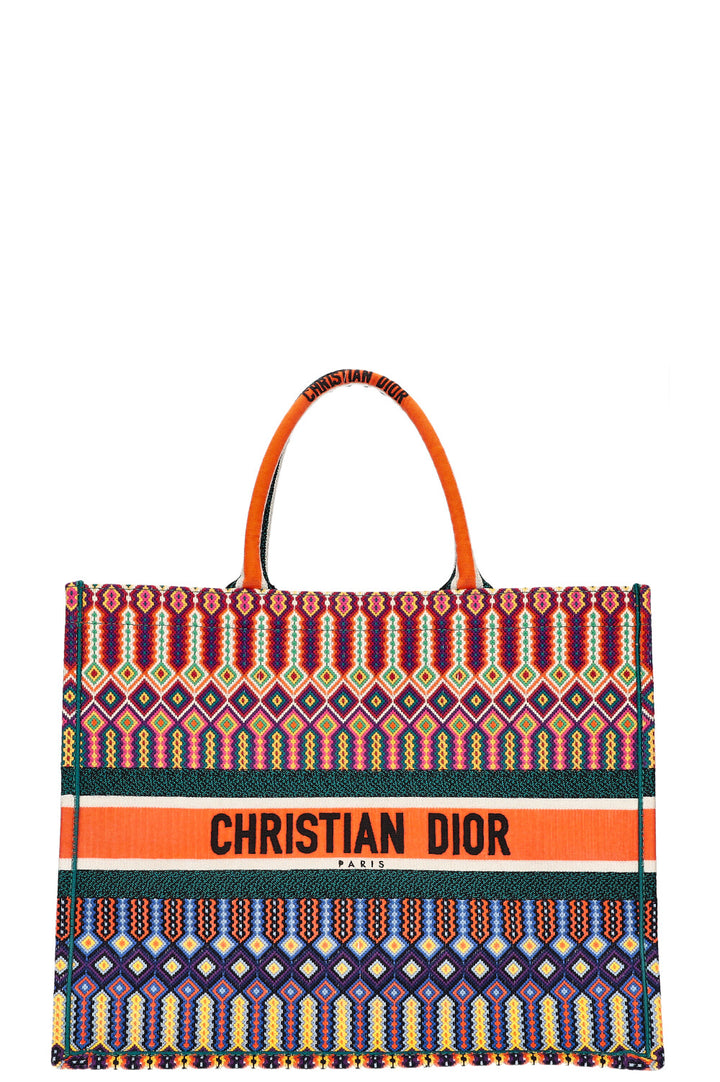 CHRISTIAN DIOR Book Tote Large Orange Green