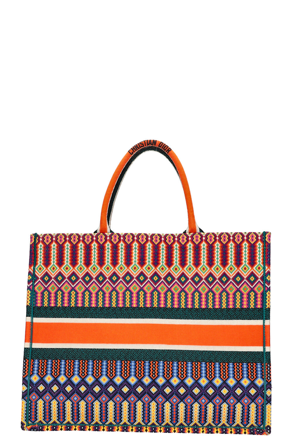 CHRISTIAN DIOR Book Tote Large Orange Green REAWAKE