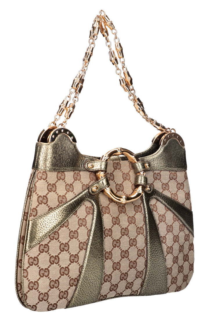 GUCCI Bamboo Chain Shoulder Bag  GG Canvas