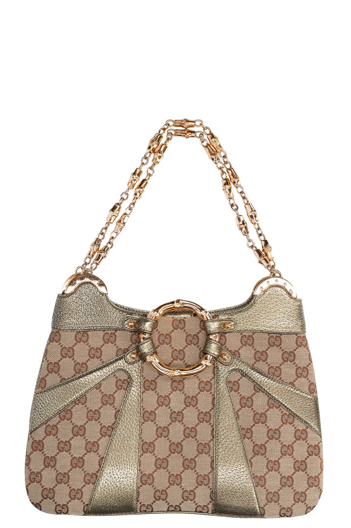 GUCCI Bamboo Chain Shoulder Bag  GG Canvas