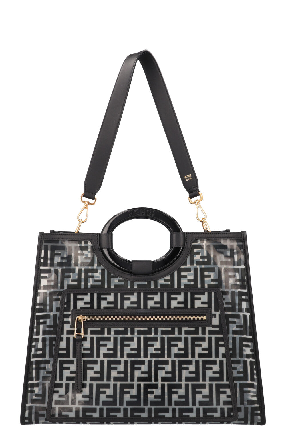 FENDI Medium Runway Tote Bag Zucca Print Black PVC REAWAKE