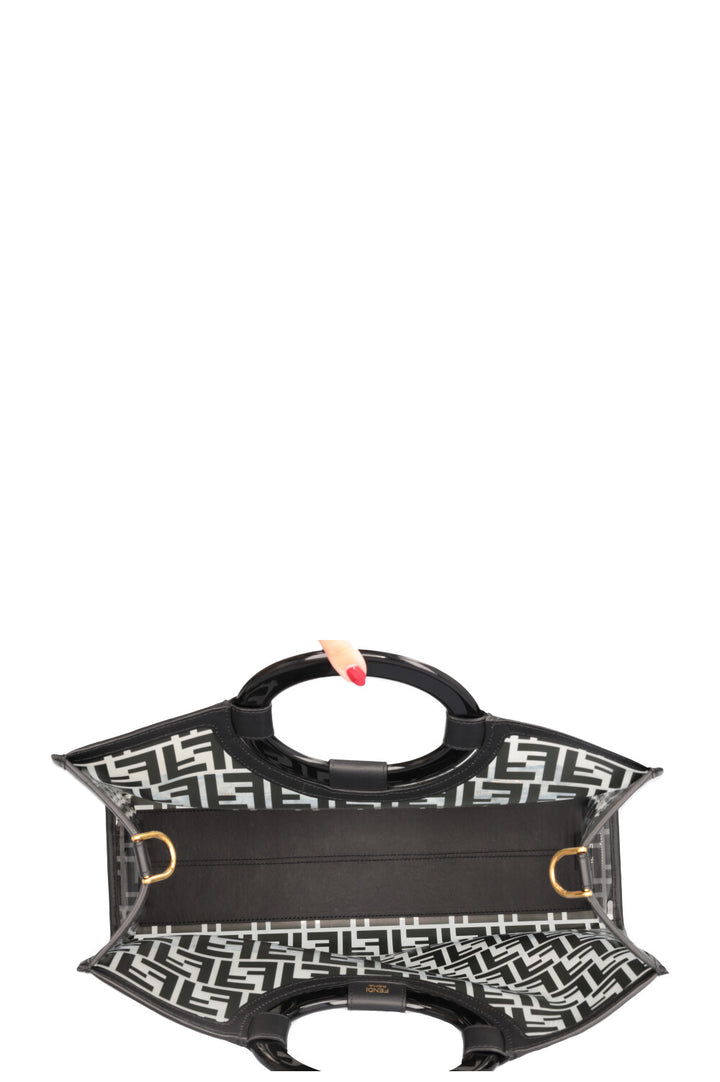 FENDI Medium Runway Tote Bag Zucca Print Black PVC