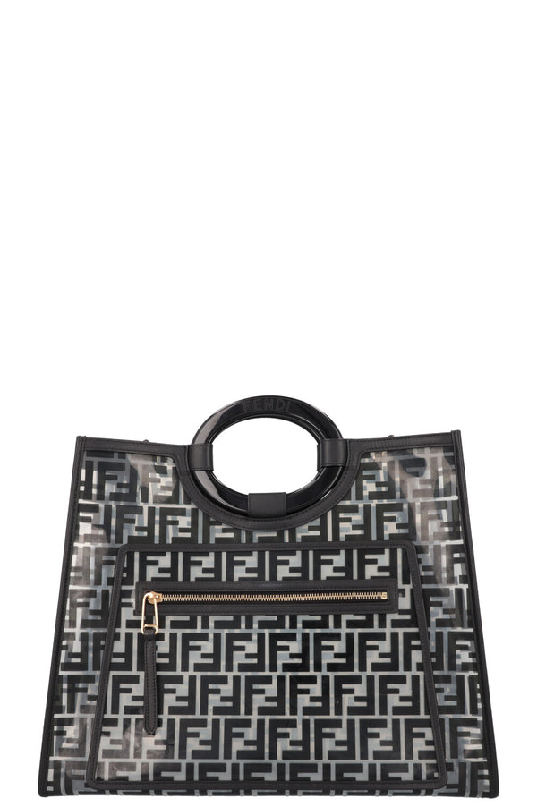 FENDI Medium Runway Tote Bag Zucca Print Black PVC