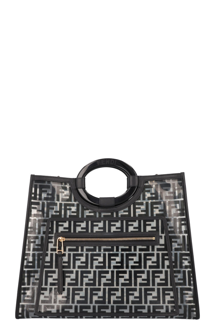 FENDI Medium Runway Tote Bag Zucca Print Black PVC