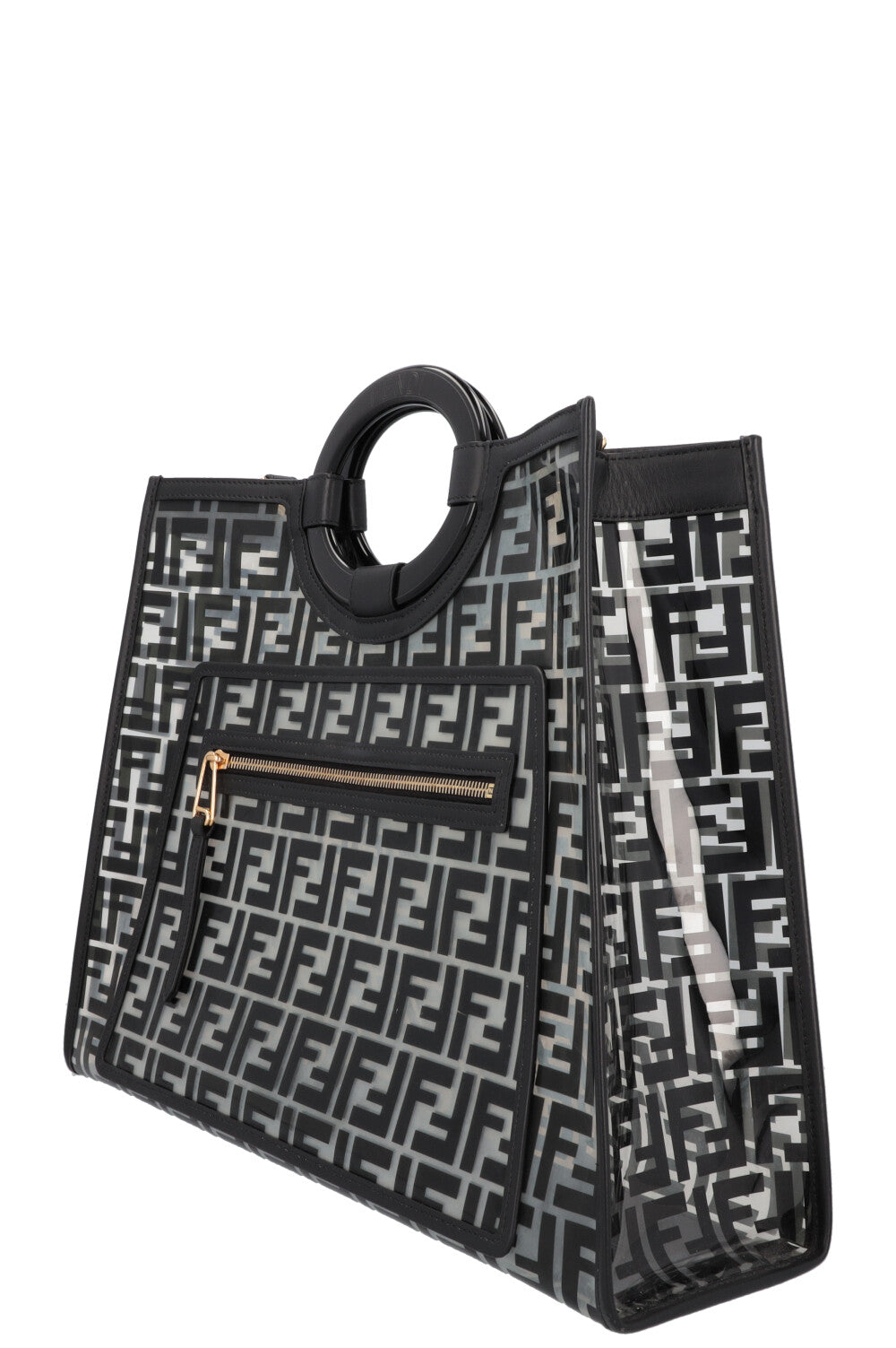FENDI Medium Runway Tote Bag Zucca Print Black PVC