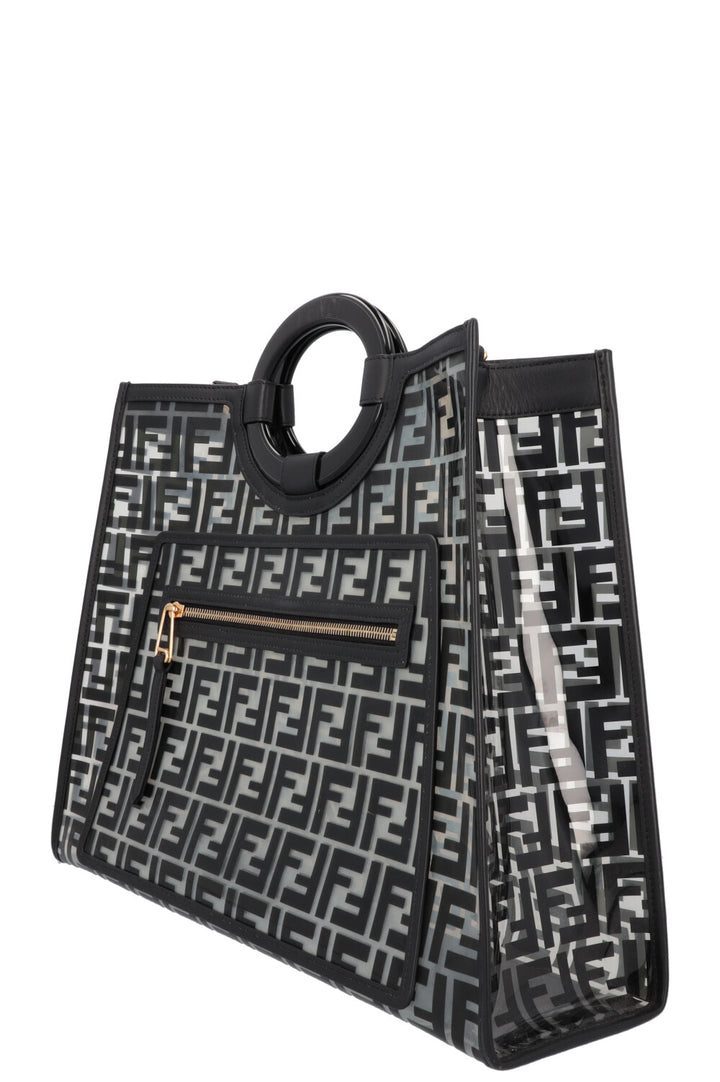 FENDI Medium Runway Tote Bag Zucca Print Black PVC