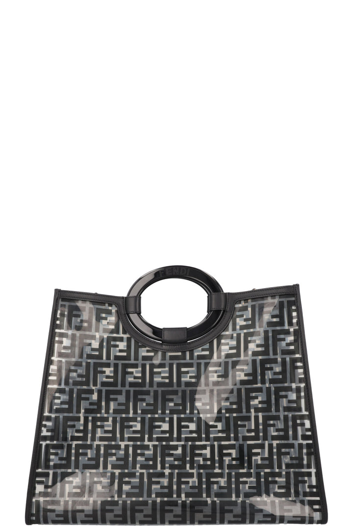 FENDI Medium Runway Tote Bag Zucca Print Black PVC