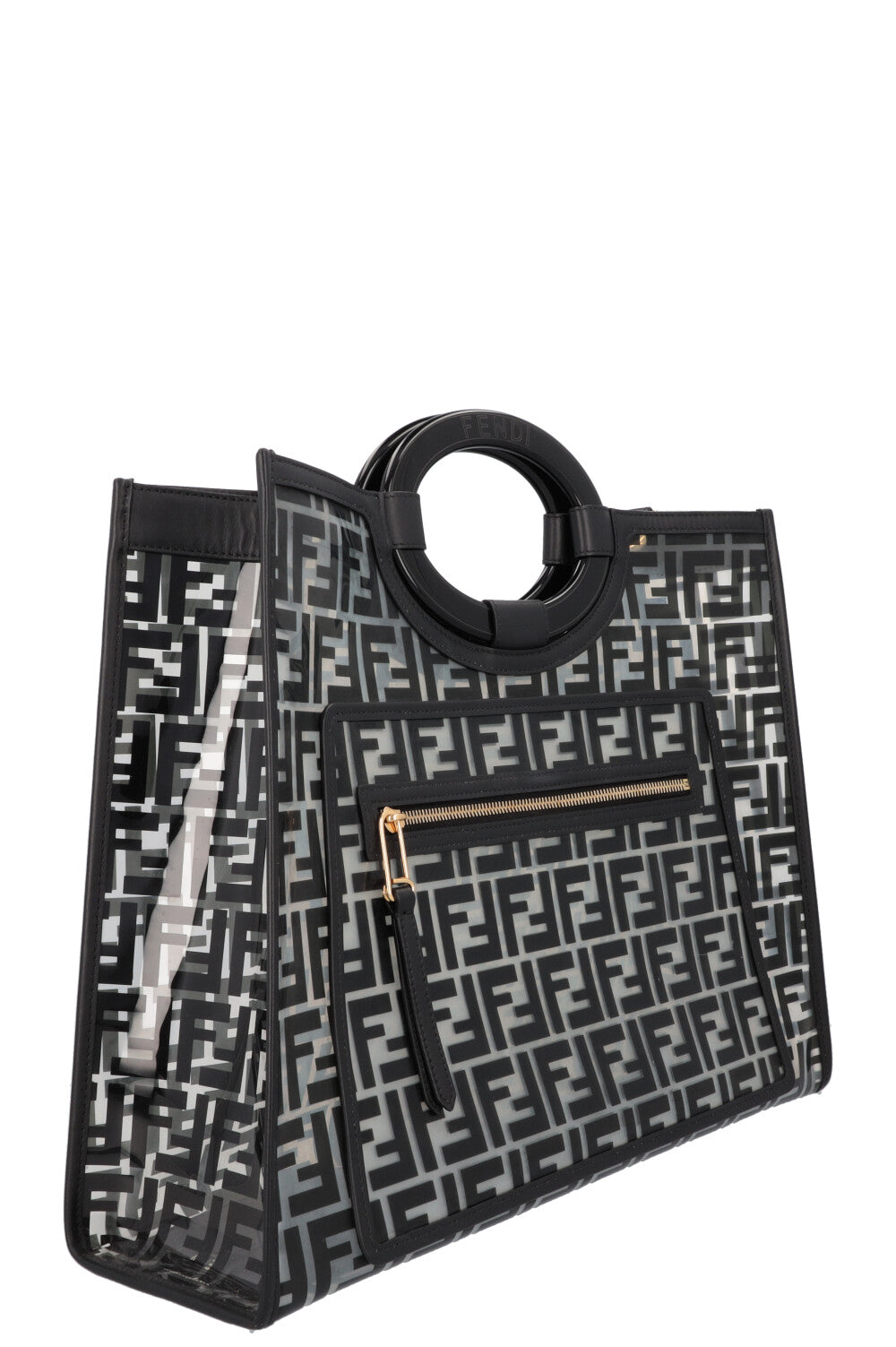 FENDI Medium Runway Tote Bag Zucca Print Black PVC REAWAKE
