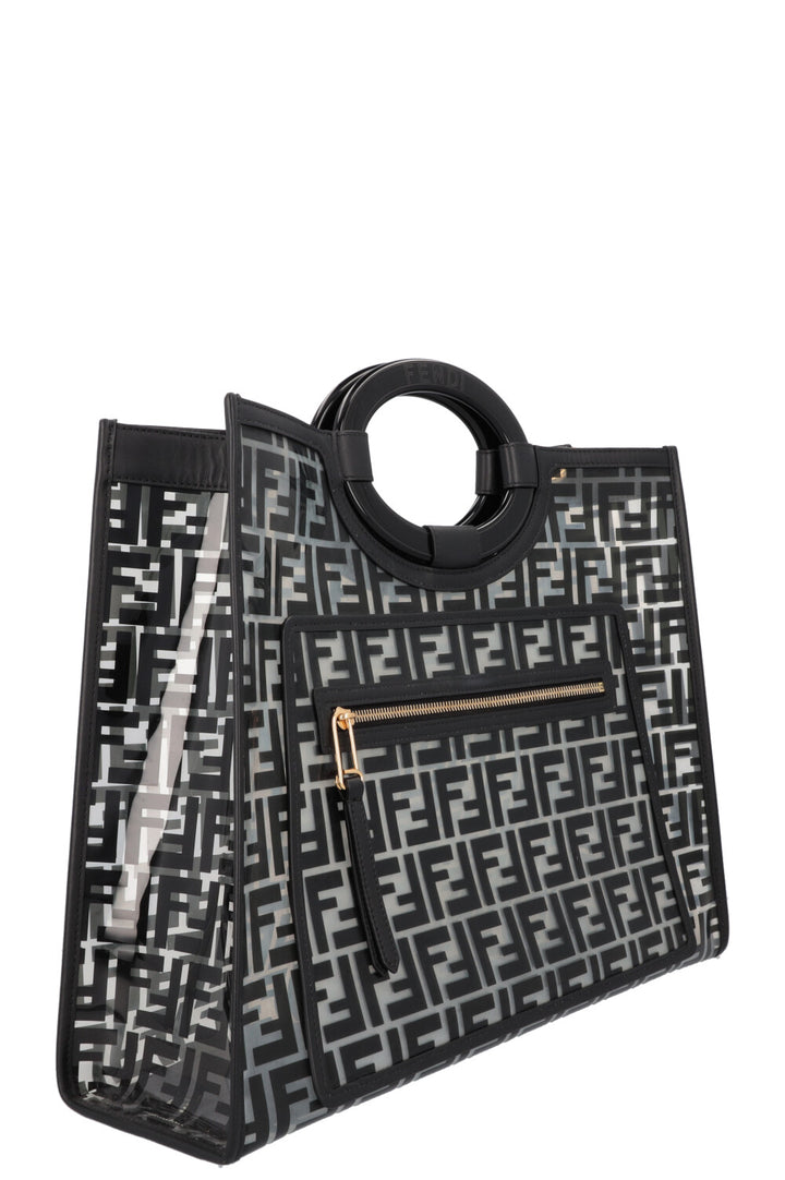 FENDI Medium Runway Tote Bag Zucca Print Black PVC