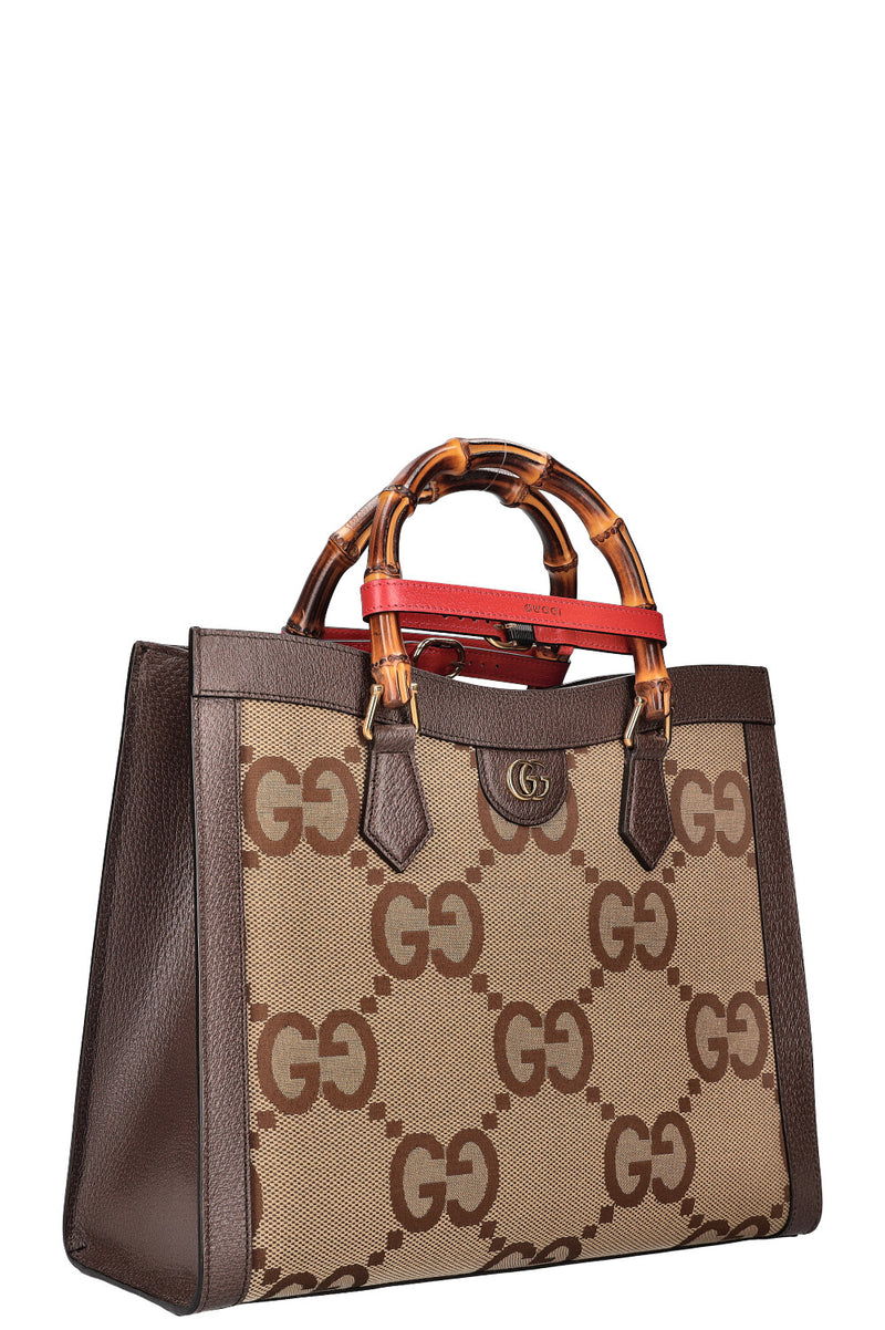 GUCCI Diana Bag Jumbo GG Canvas Brown