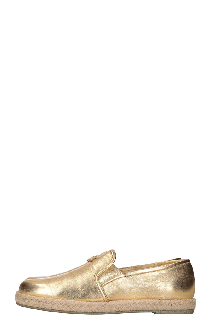 CHANEL Espadrilles Gold Leather