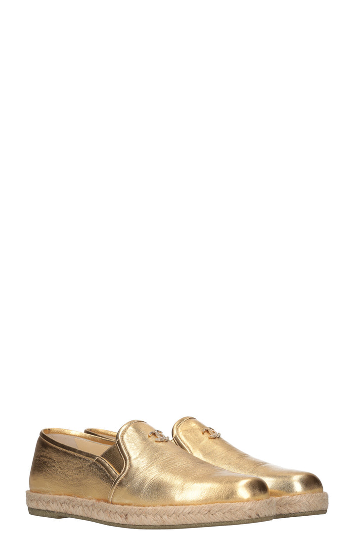 CHANEL Espadrilles Gold Leather