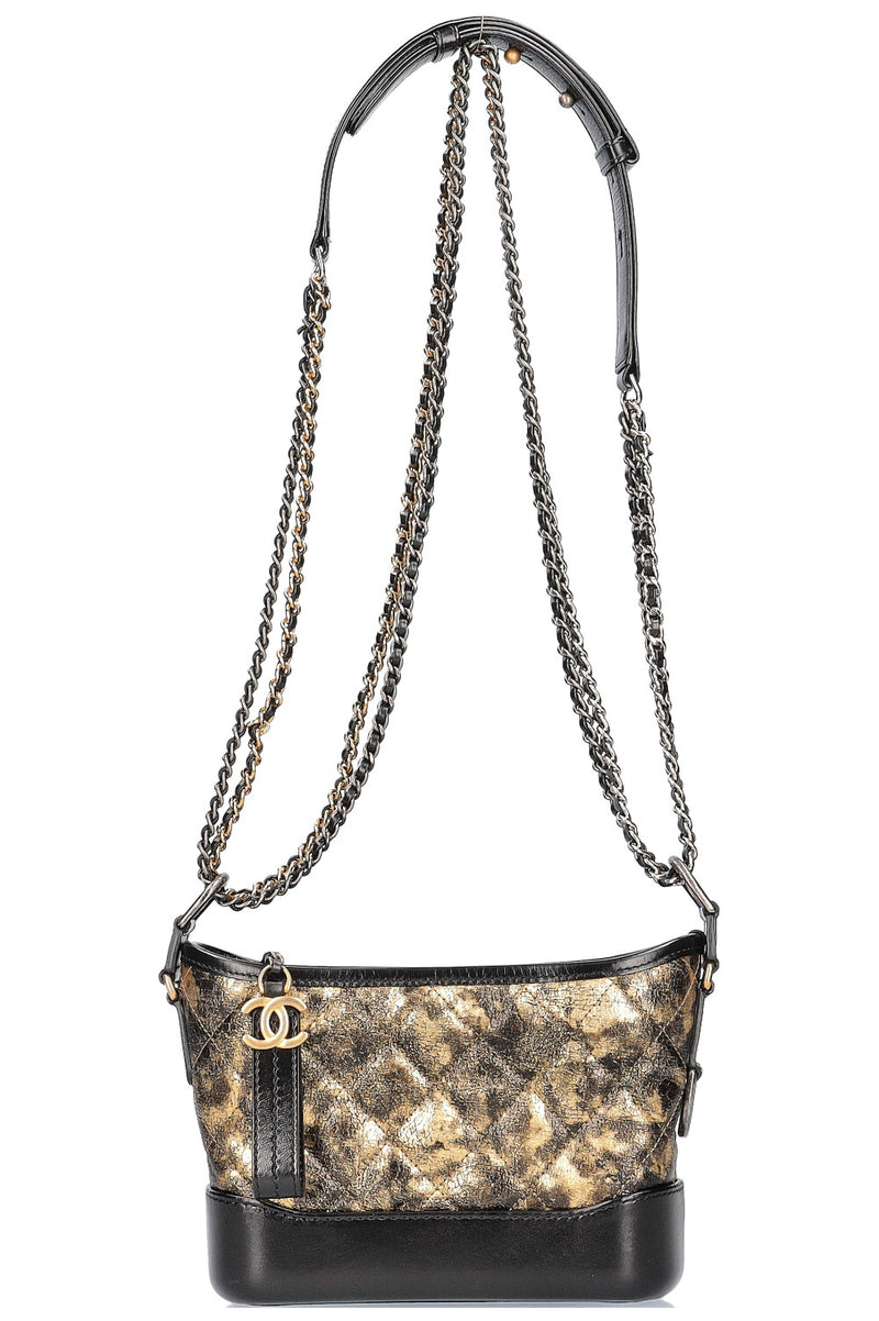 CHANEL Small Gabrielle Bag Gold Black