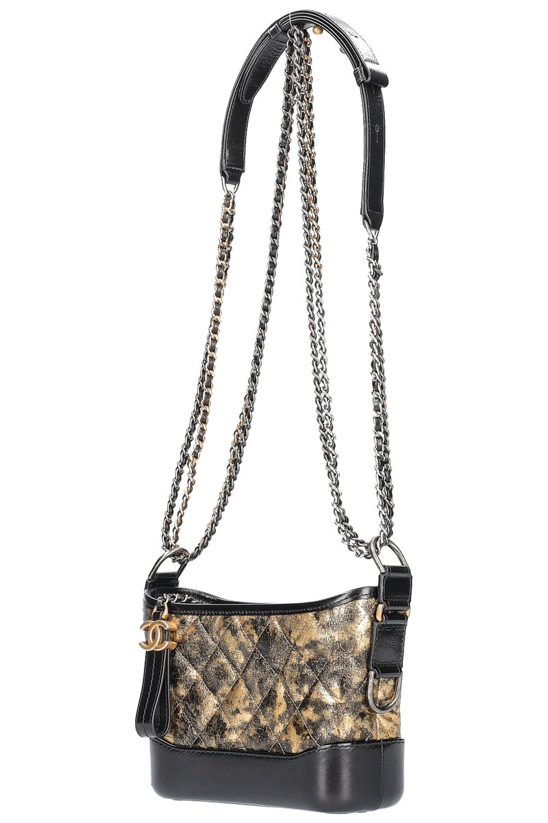 CHANEL Small Gabrielle Bag Gold Black