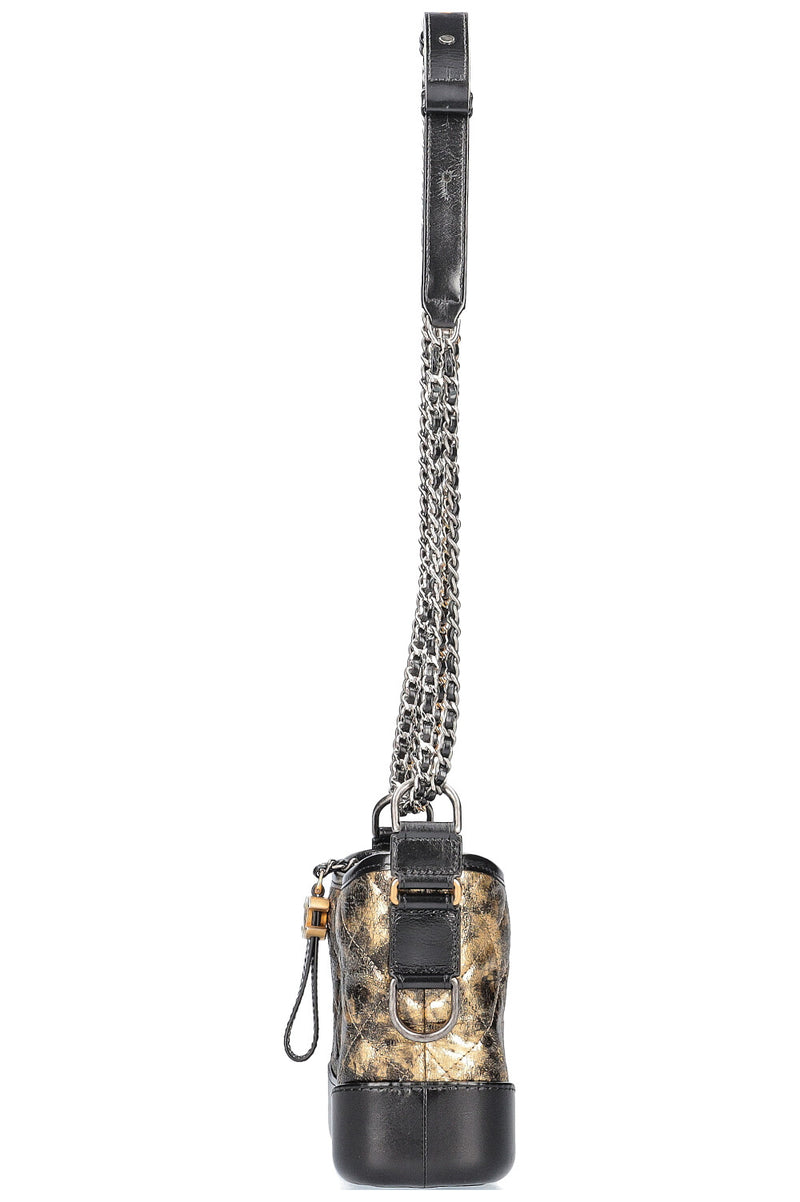 CHANEL Small Gabrielle Bag Gold Black