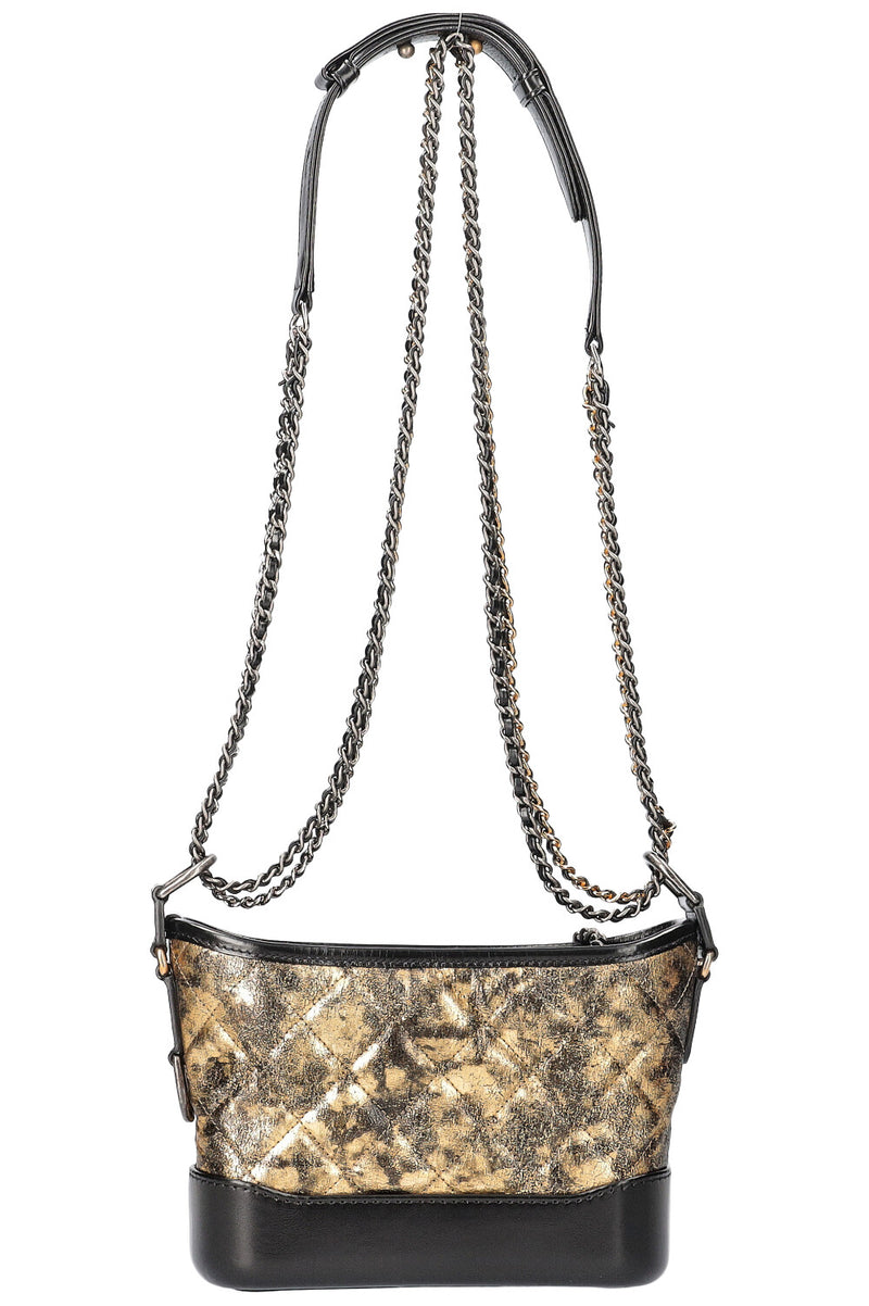 CHANEL Small Gabrielle Bag Gold Black
