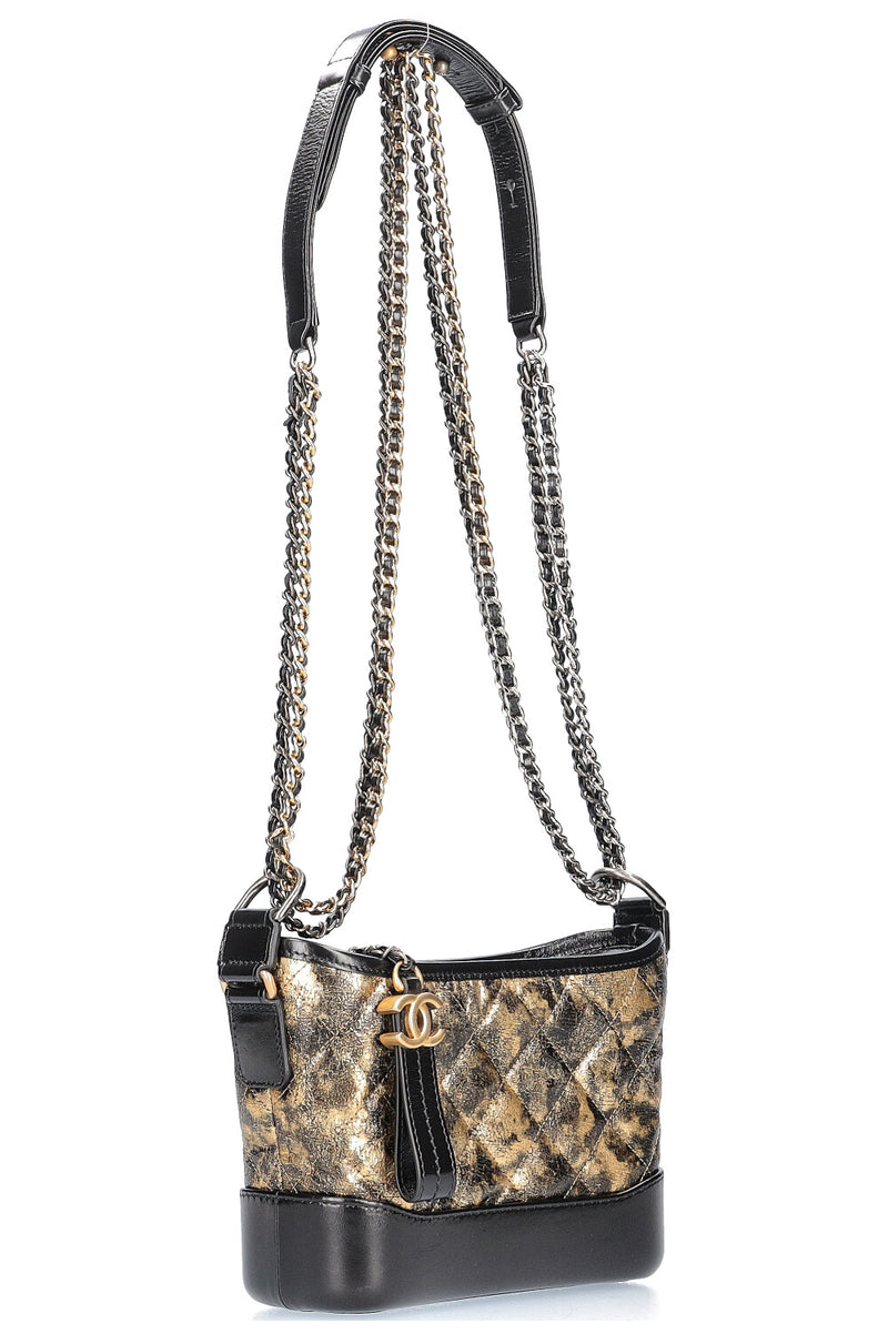 CHANEL Small Gabrielle Bag Gold Black