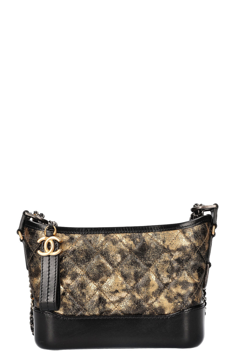 CHANEL Small Gabrielle Bag Gold Black