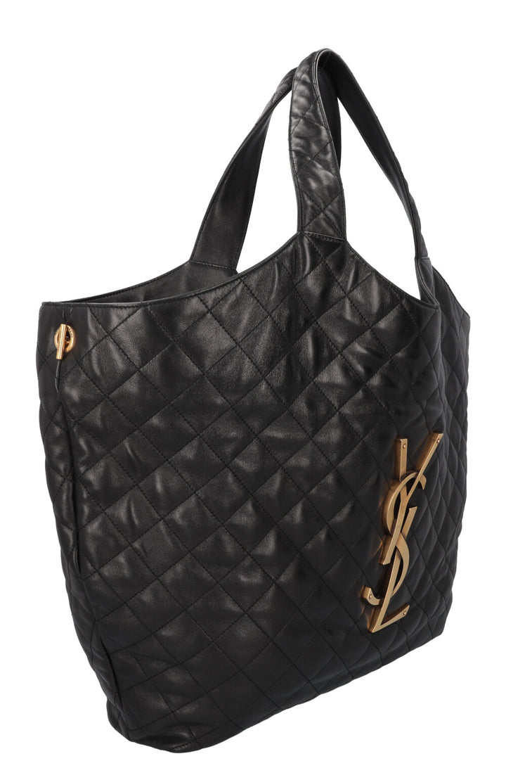 SAINT LAURENT Icare Maxi Quilted Tote Bag Black