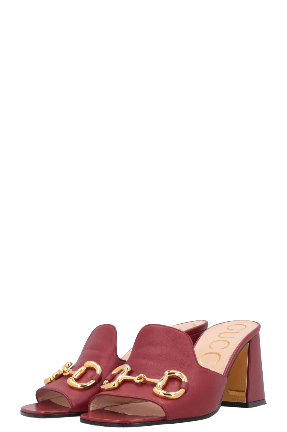 GUCCI Horsebit Mules Leather Red