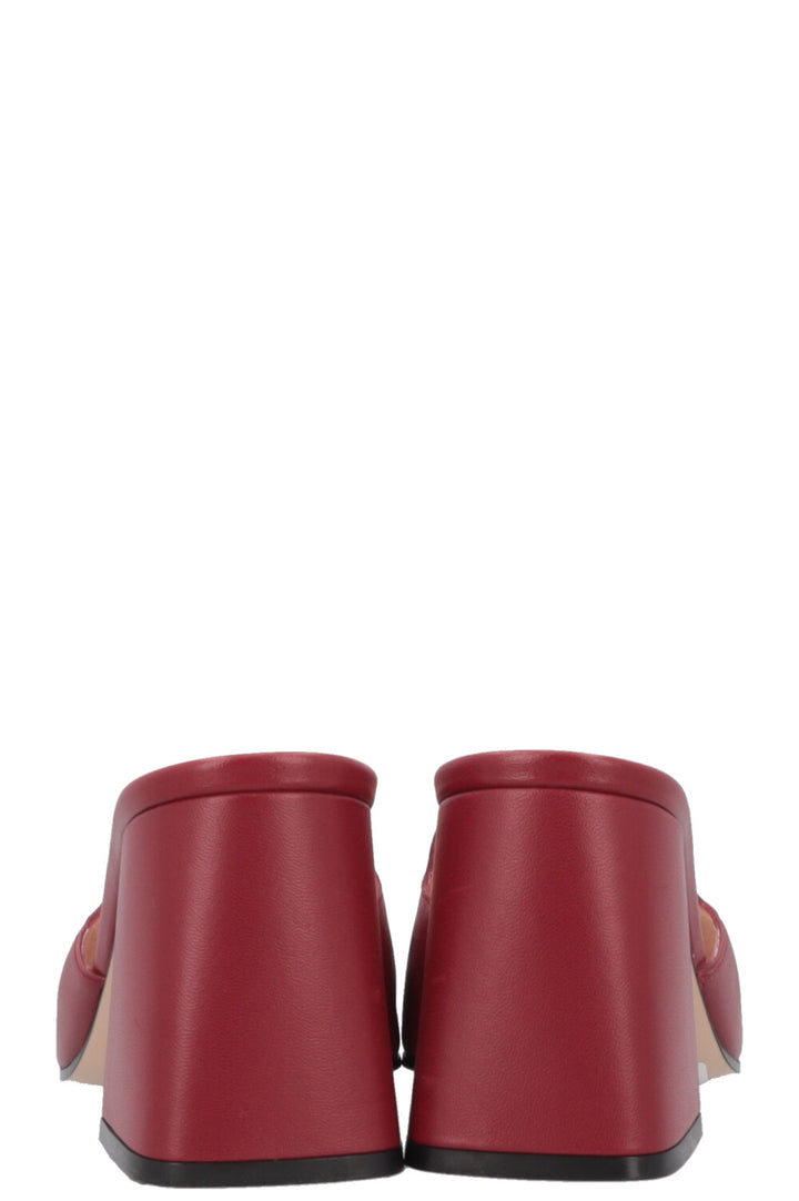 GUCCI Horsebit Mules Leather Red
