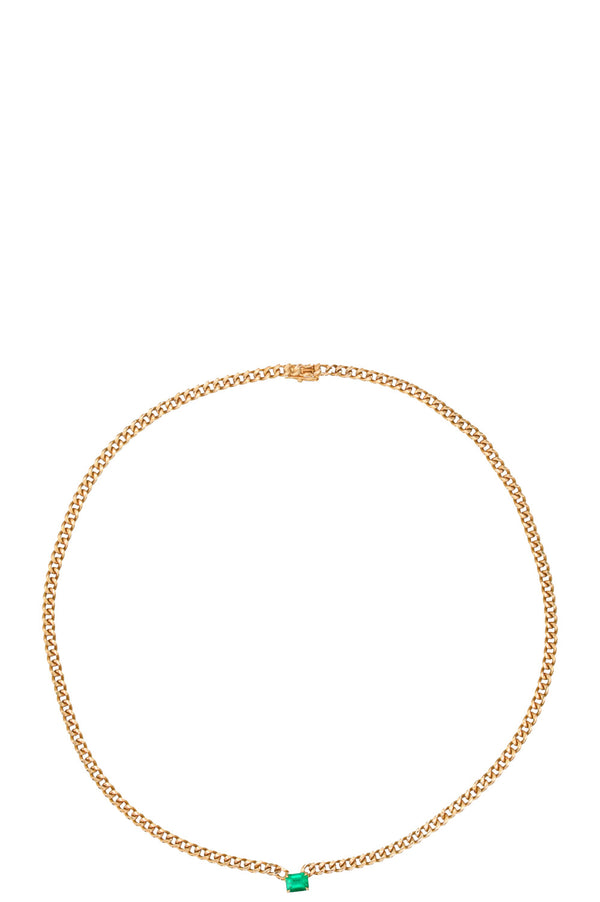 ANITA KO Cuban Link Necklace with Emerald Center