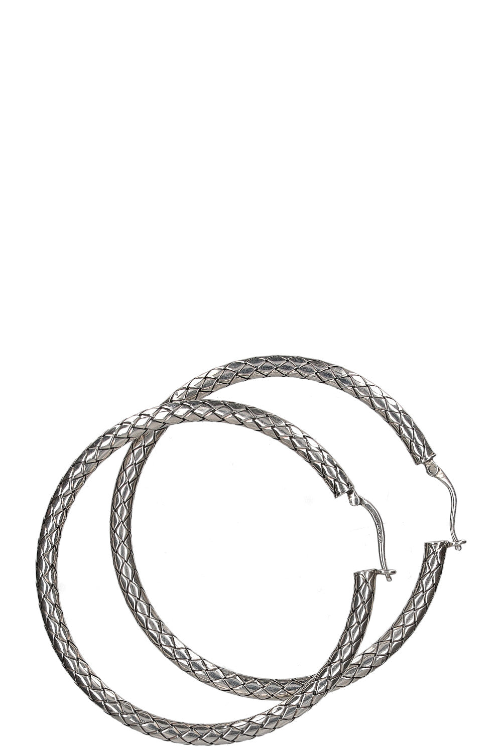 BOTTEGA VENETA Hoop Earrings Intrecciato Silver