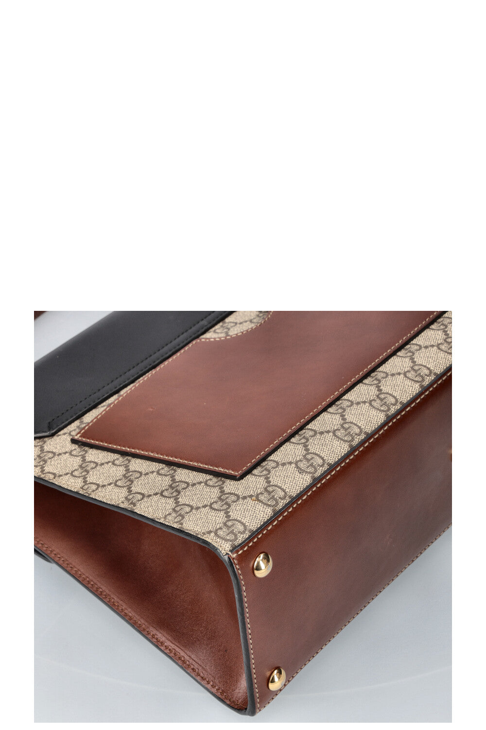 GUCCI Medium Padlock Top Handle Bag GG Coated Canvas & Leather